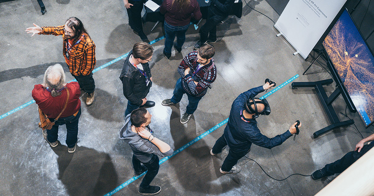 Helsinki XR Center's hub teams demonstrating their VR solutions.