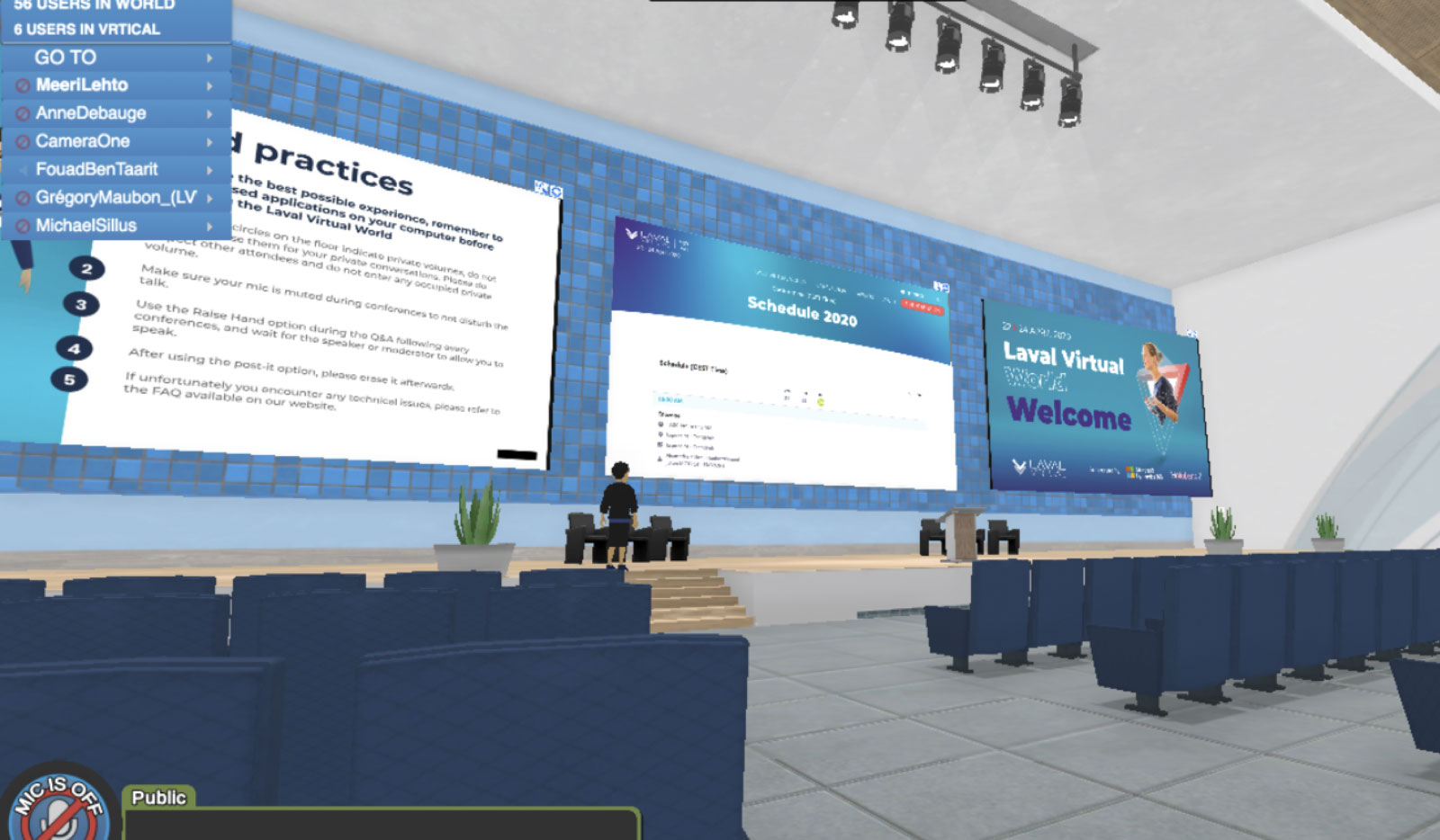 A screen shot of Laval Virtual World 2020 conference's big event hall: VRtical. The space was yet empty, as the program of the day had not yet begun.