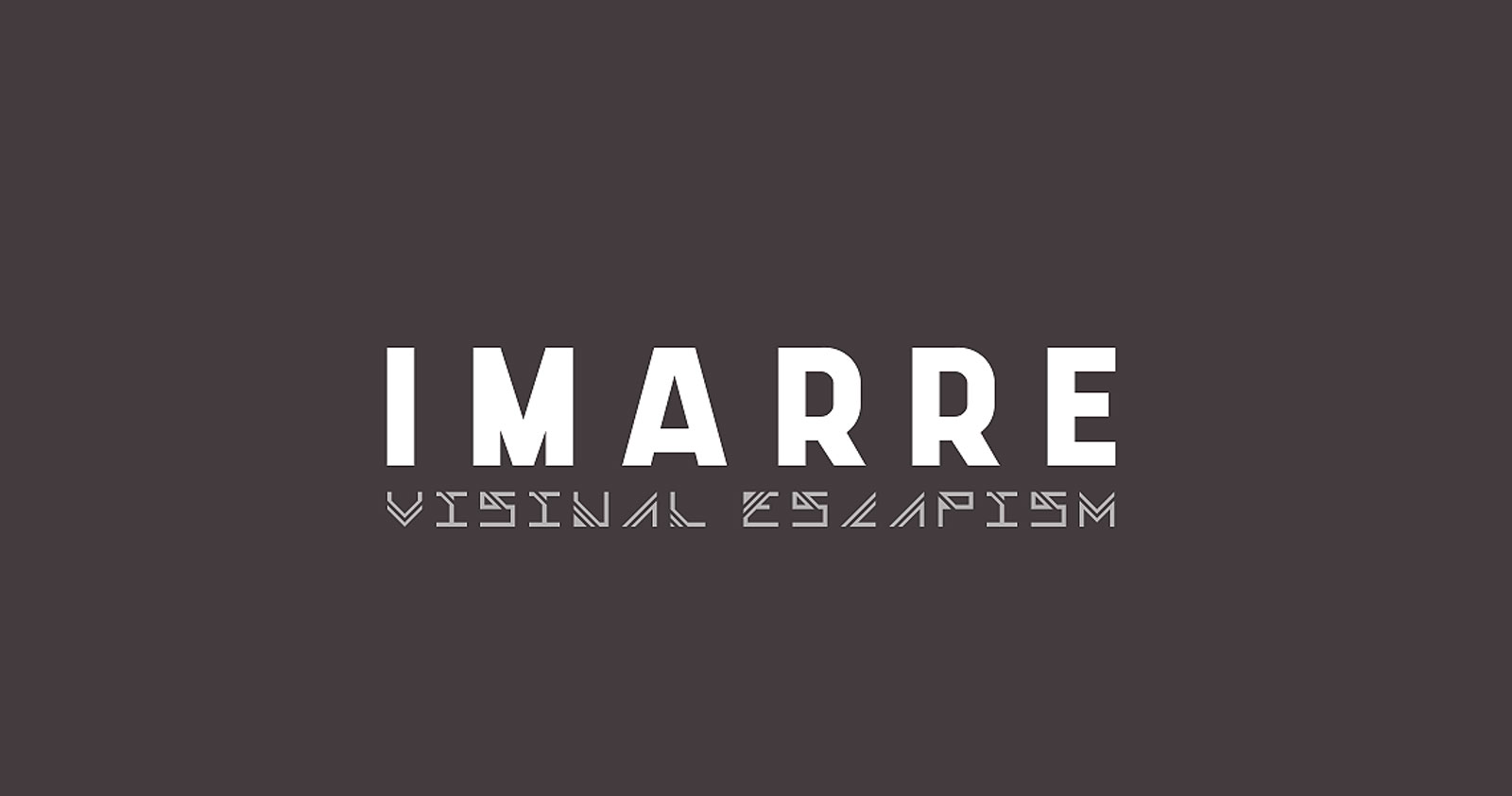 White logo on grey background, saying Imarre - Visual Escapism.