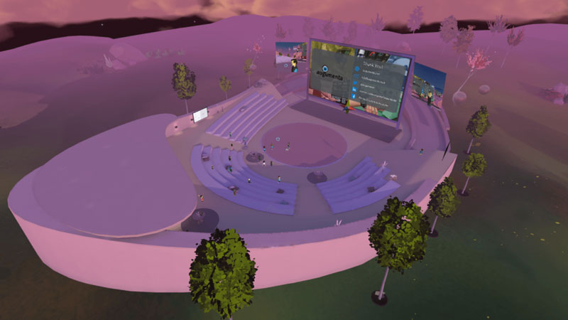 AltspaceVR screenshot. Overview of the first version of Aurora Amphitheater.