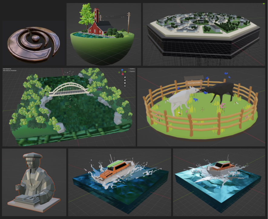 Environments modelled in Blender