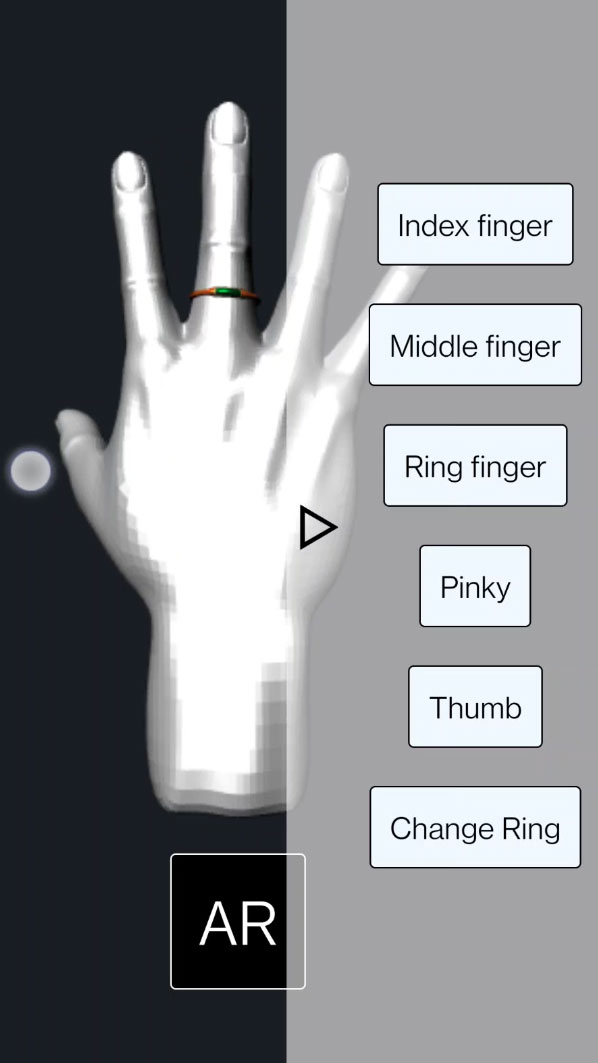 View of a hand inside an AR development program.