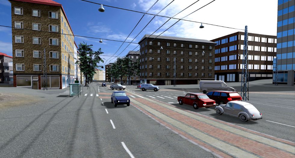VR simulation of Mannerheimintie in Helsinki.