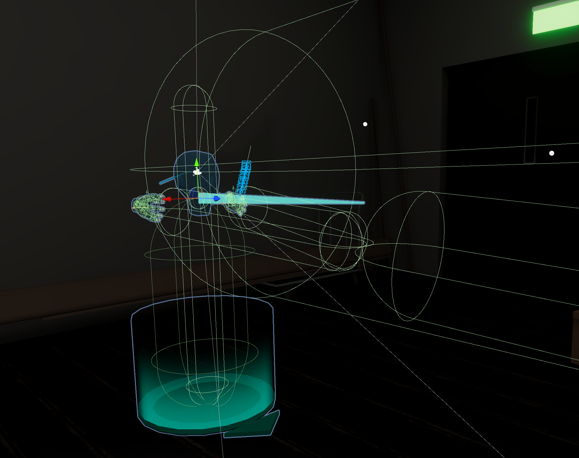 A screenshot of the Players VR-rig: small lines on a black background.